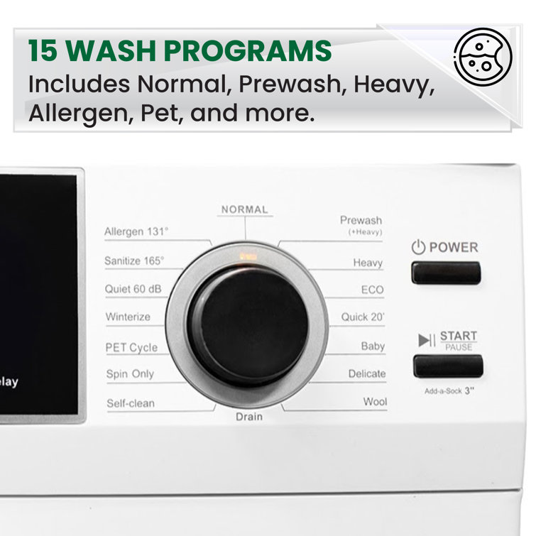 Compact White Electric Stacking Washer and Dryer Set