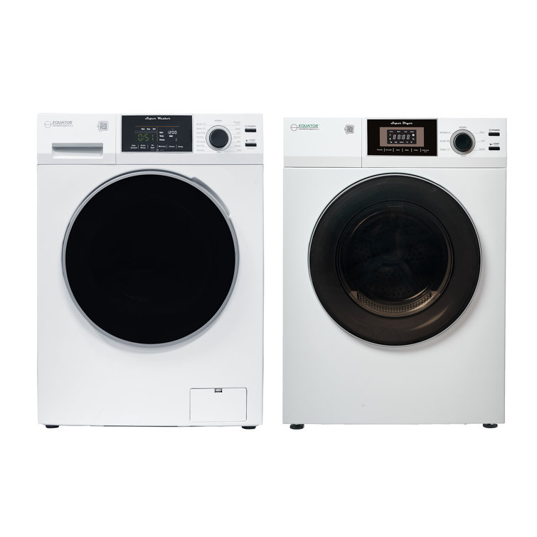 Compact White Electric Stacking Washer and Dryer Set
