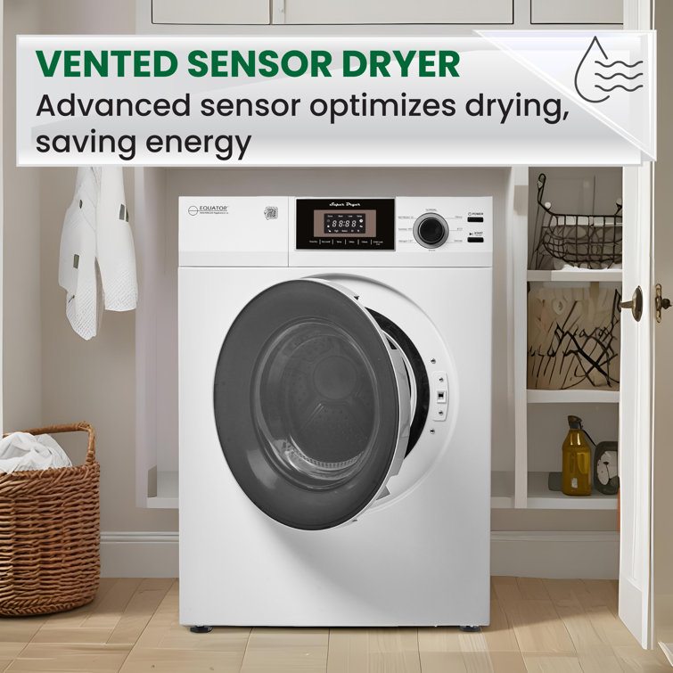 Compact White Electric Stacking Washer and Dryer Set