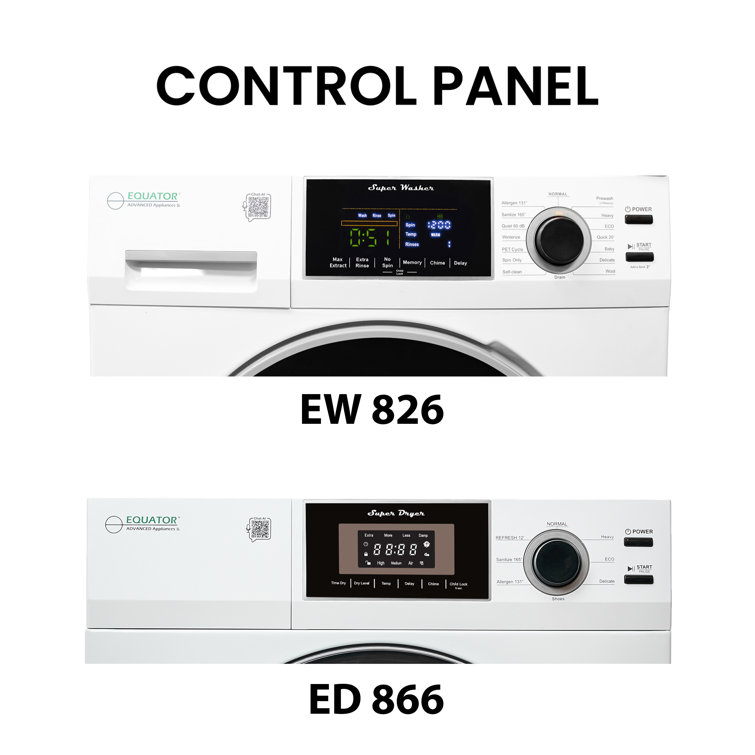 Compact White Electric Stacking Washer and Dryer Set