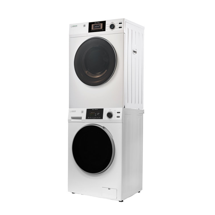 Compact White Electric Stacking Washer and Dryer Set
