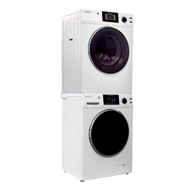 Compact White Electric Stacking Washer and Dryer Set