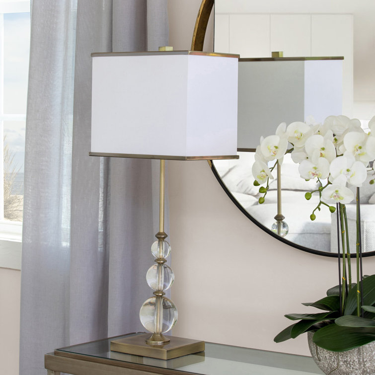 Elegant Crystal Orb Buffet Lamp with Metal Accents