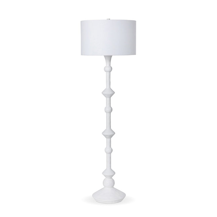 Douglas White Polyresin and Metal Floor Lamp