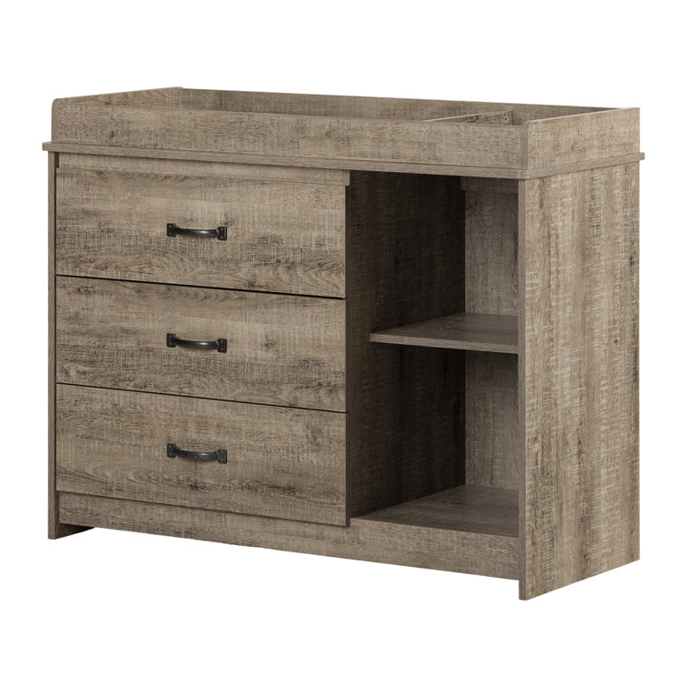 Weathered Oak Rustic Farmhouse Changing Table with Drawers