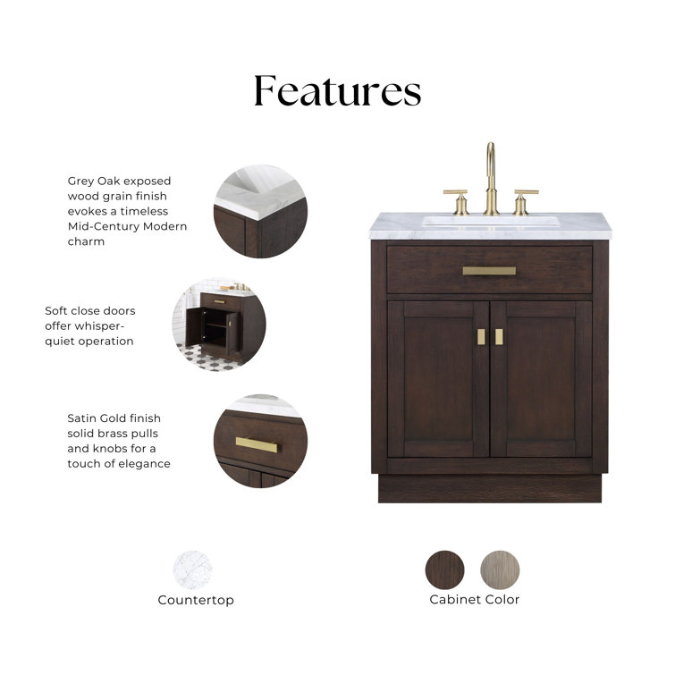 Chestnut Brown Oak Single Bathroom Vanity with Ceramic Sink