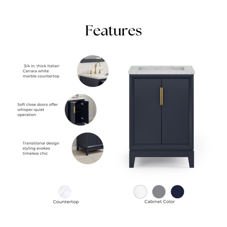 Elizabeth 24'' Monarch Blue Vanity with Marble Top