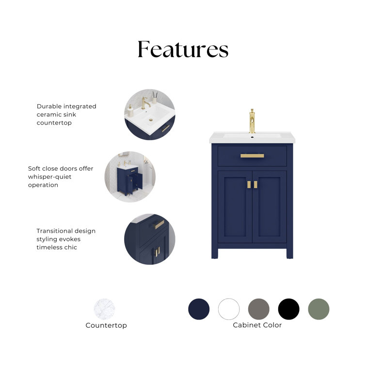 Monarch Blue 24'' Freestanding Single Bathroom Vanity
