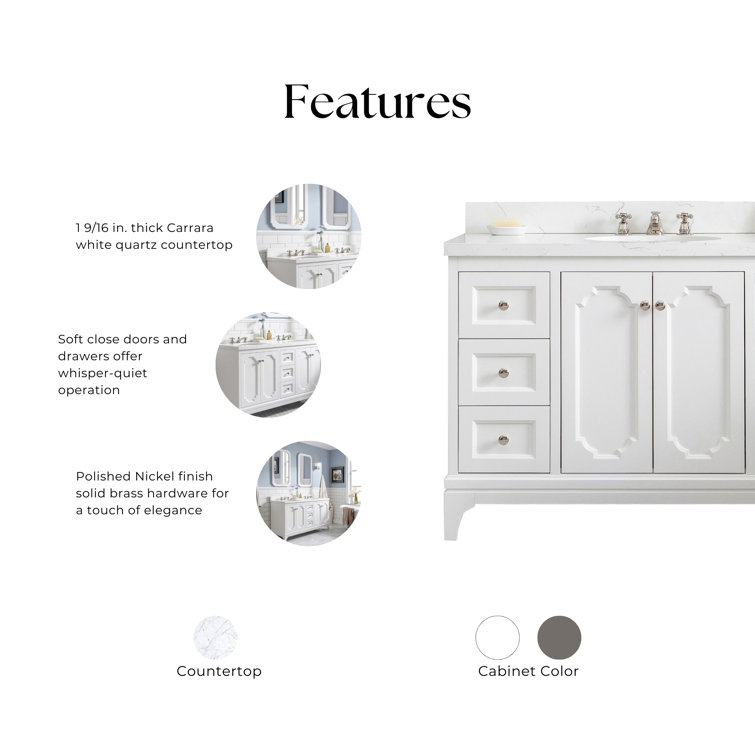 White 48'' Single Bathroom Vanity with Quartz Top