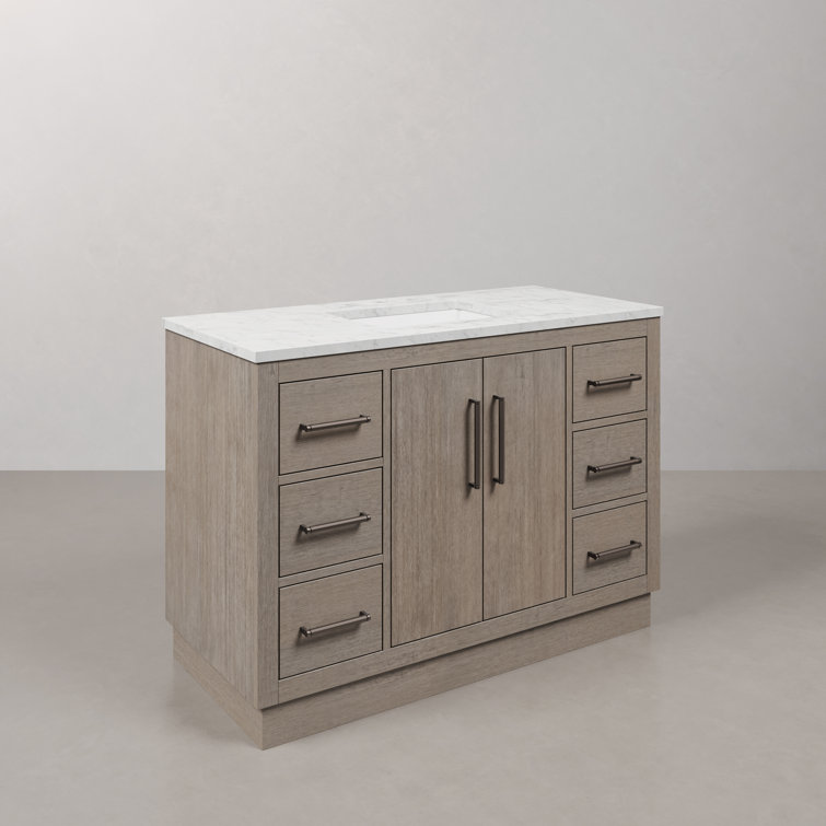 Farmhouse Grey Oak 48" Vanity Set with Beveled Mirror