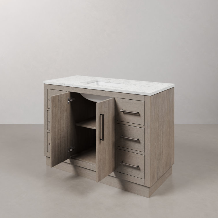 Farmhouse Grey Oak 48" Vanity Set with Beveled Mirror