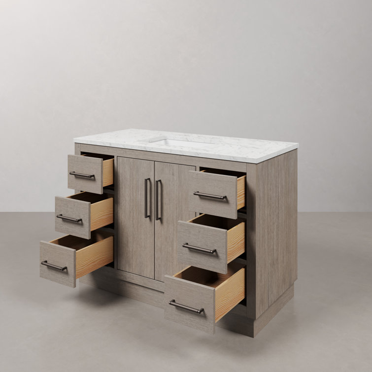 Farmhouse Grey Oak 48" Vanity Set with Beveled Mirror