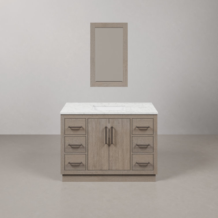 Farmhouse Grey Oak 48" Vanity Set with Beveled Mirror