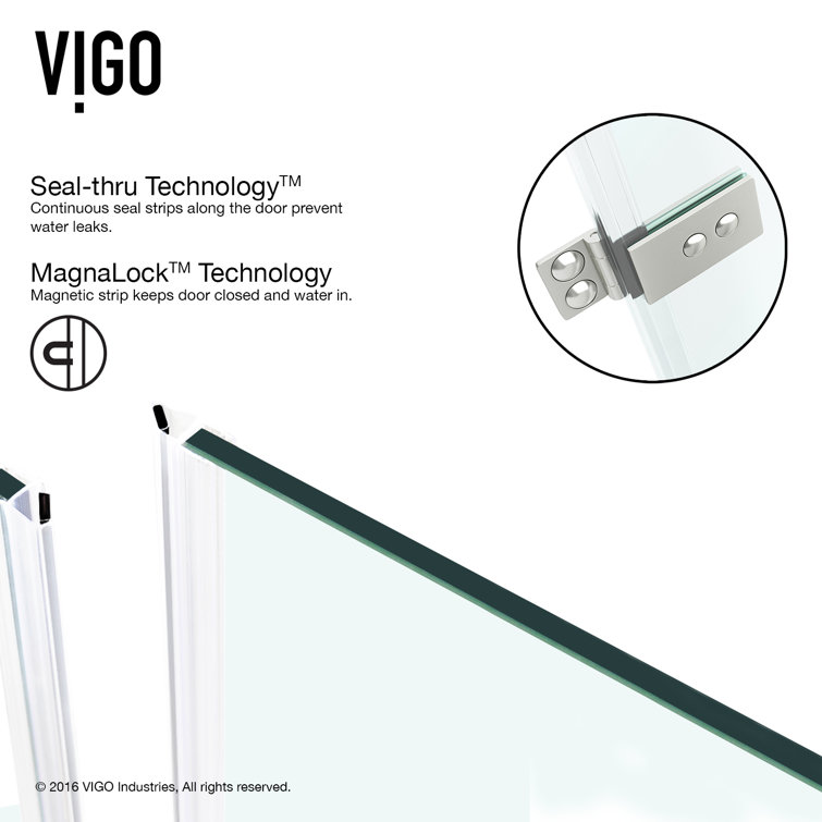 Soho 25" x 71" Frameless Clear Glass Shower Door with Stainless Steel Hardware