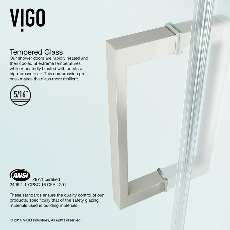 Soho 25" x 71" Frameless Clear Glass Shower Door with Stainless Steel Hardware