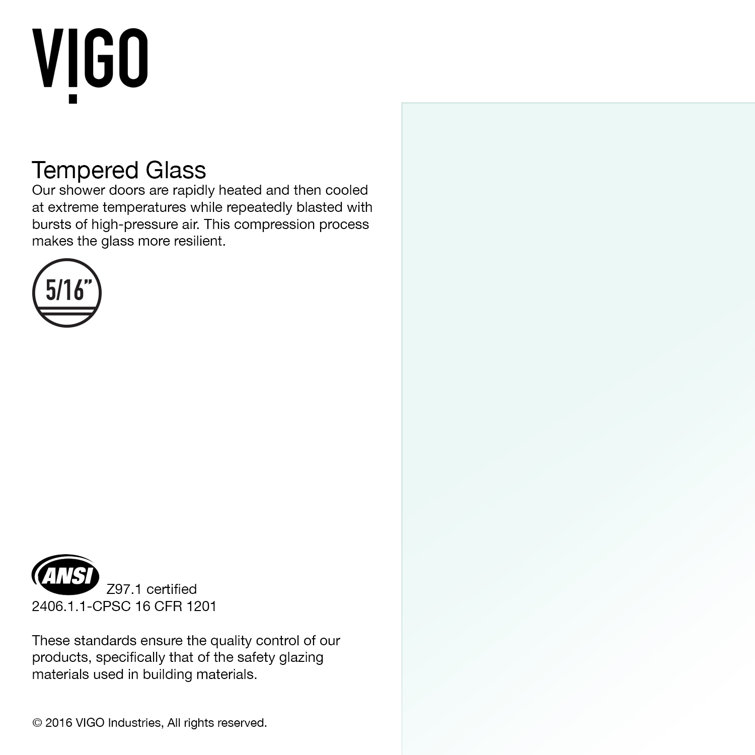 Rialto 34" W x 57.38" H Frameless Clear Glass Tub Door