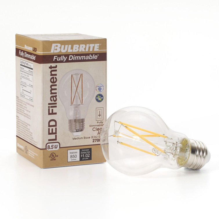 Clear 60 Watt Equivalent Dimmable LED Filament Bulbs