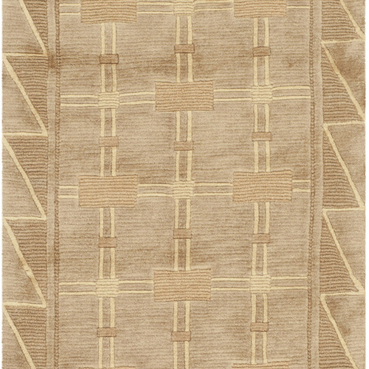 Hand-Knotted Geometric Gray Wool Area Rug 6' x 9'