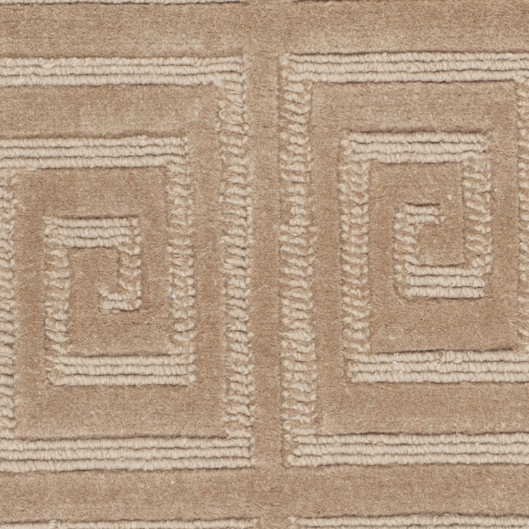 Camel Geometric Hand-Knotted Wool Rug, 6' x 9'