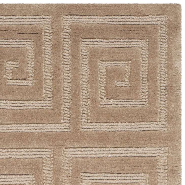 Camel Geometric Hand-Knotted Wool Rug, 6' x 9'