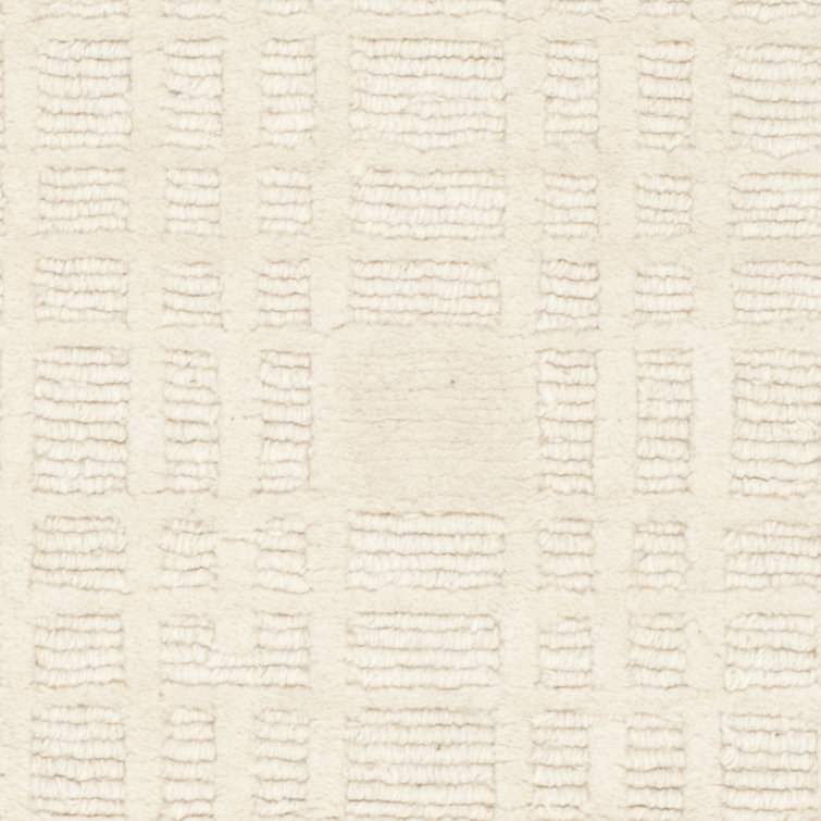 Ivory Geometric Hand-Knotted Wool Area Rug, 4' x 6'