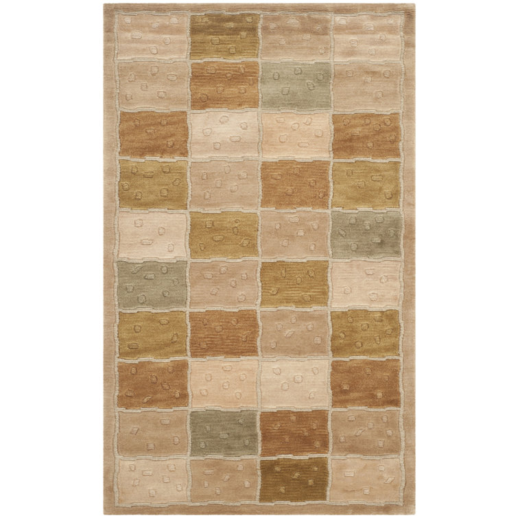 Hand-Knotted Geometric Gray Wool Area Rug 6' x 9'
