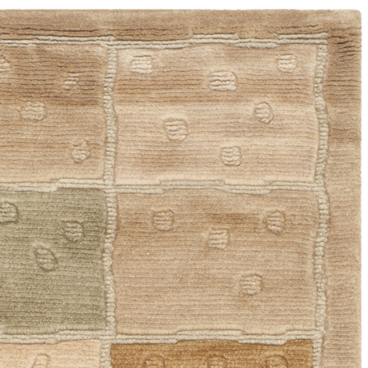 Hand-Knotted Geometric Gray Wool Area Rug 6' x 9'