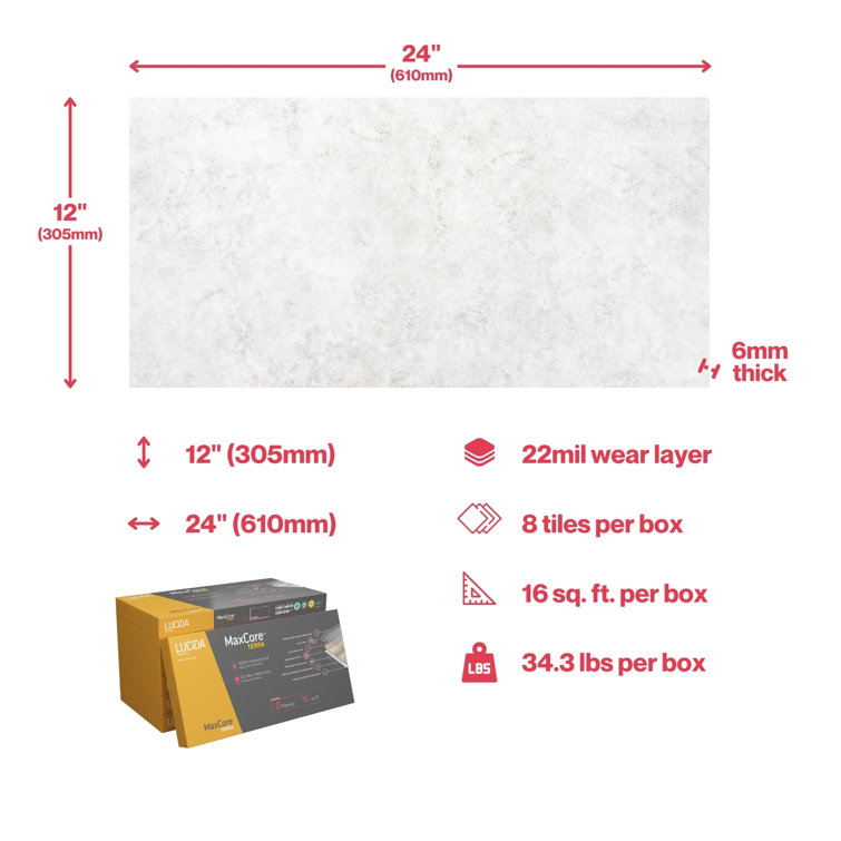 Lightstone 12" x 24" Waterproof Vinyl Tile Flooring