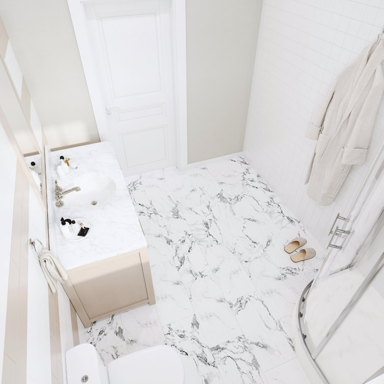Calacatta White Marble Look 12" x 24" Vinyl Tile Flooring