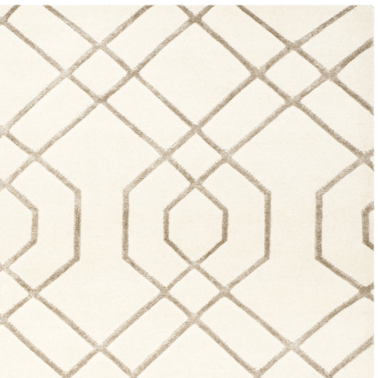 Ivory Hand-Knotted Wool Geometric 8' x 10' Area Rug