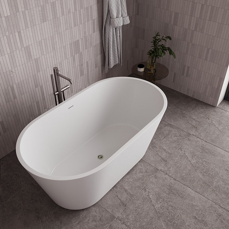 54" Glossy White Acrylic Freestanding Soaking Bathtub
