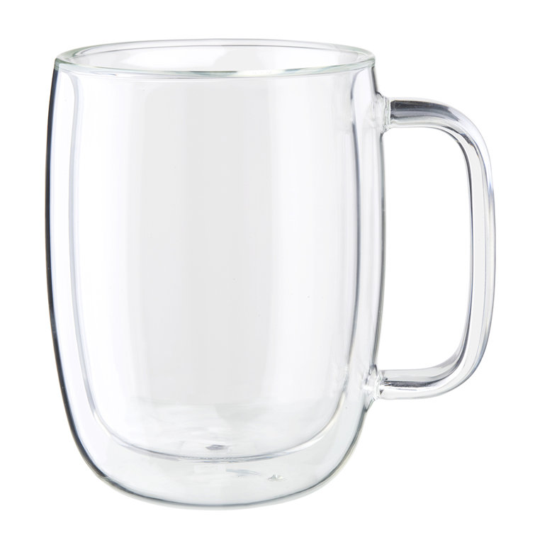 15 oz Clear Double-Wall Glass Latte Mug Set