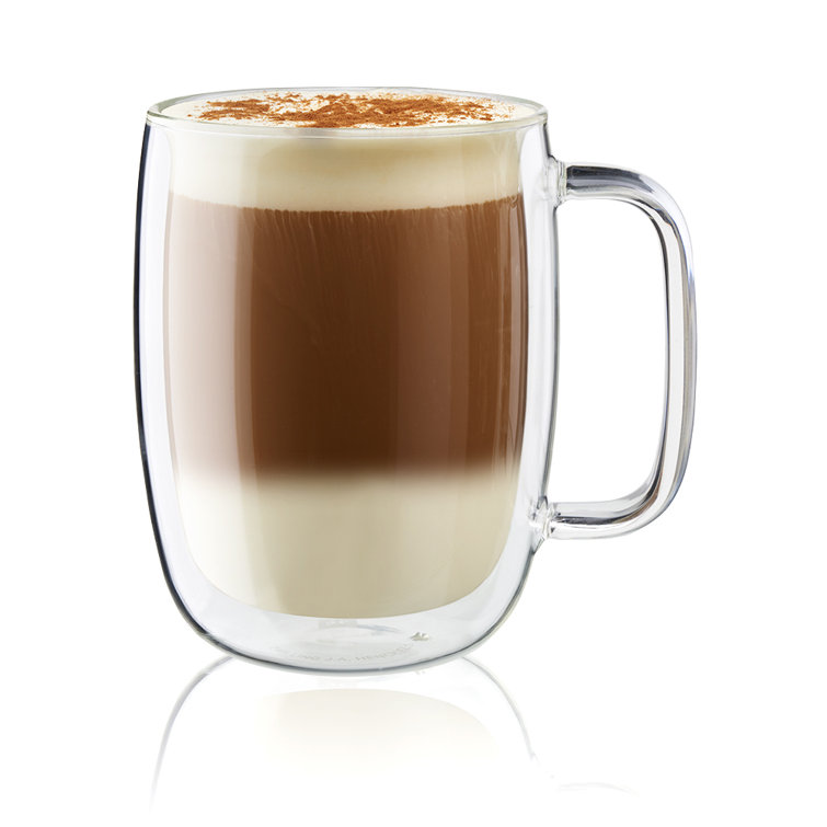15 oz Clear Double-Wall Glass Latte Mug Set