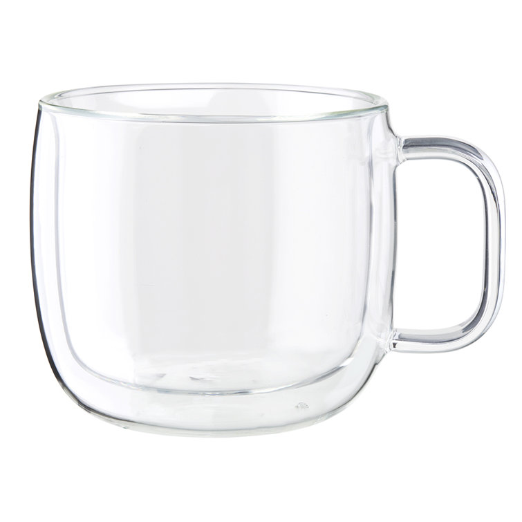 Clear Double-Wall Glass Cappuccino Mug Set, 15 fl. oz