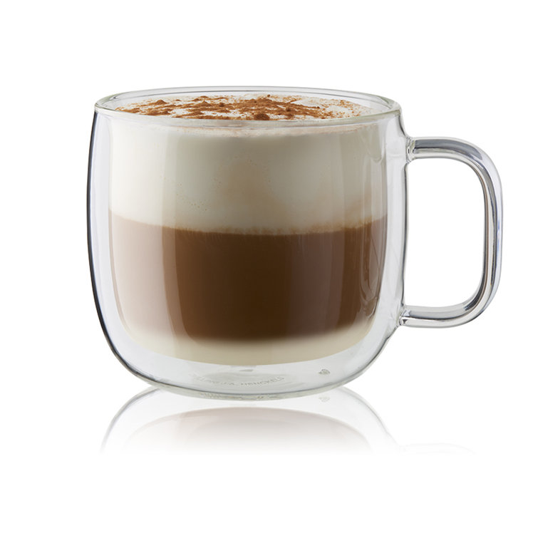 Clear Double-Wall Glass Cappuccino Mug Set, 15 fl. oz