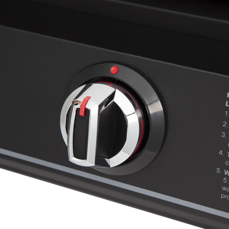 17" Black Stainless Steel Tabletop Gas Griddle with Hood