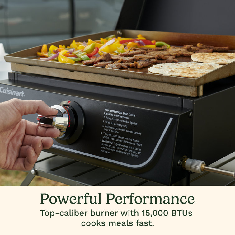 17" Black Stainless Steel Tabletop Gas Griddle with Hood