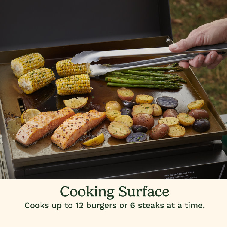 17" Black Stainless Steel Tabletop Gas Griddle with Hood