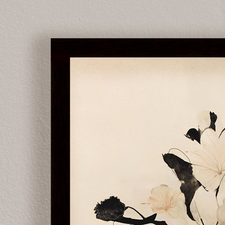 Cherry Blossom Branch Beige and Black 3-Piece Wall Art Set