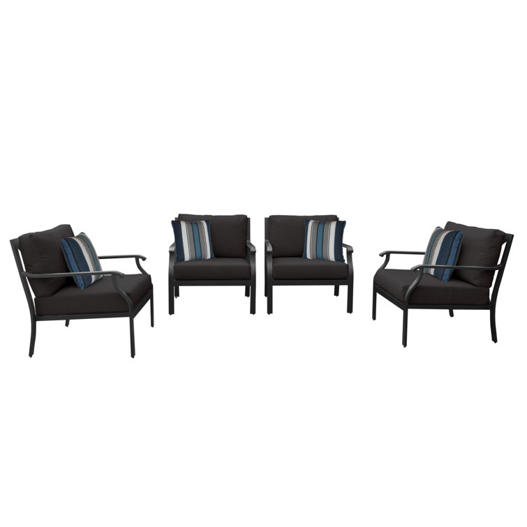 Onyx Matte Black Aluminum Lounge Chair with Acrylic Cushions