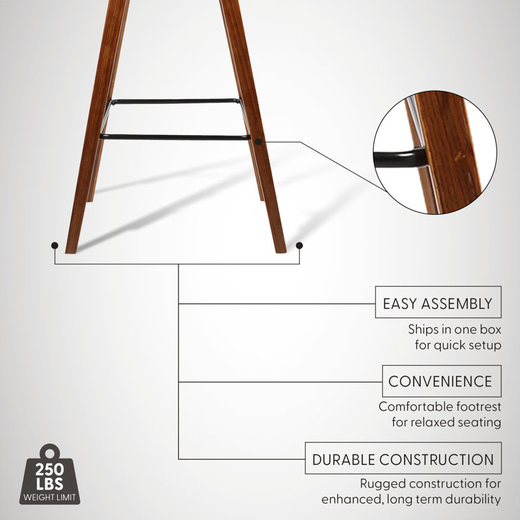 Contemporary Cream Faux Leather & Walnut Wood Counter Stool