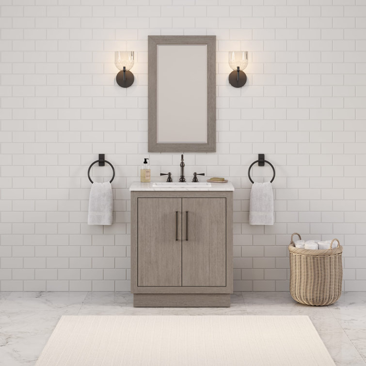 Hugo 30" Grey Oak Vanity with Carrara Marble Countertop