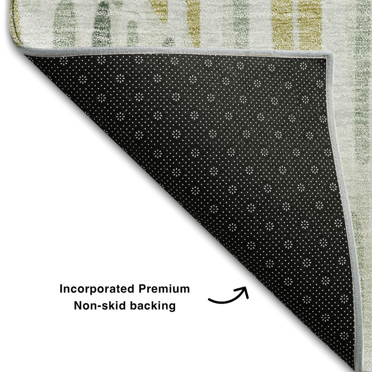 Premium Sage Green Rectangular Synthetic Washable Rug