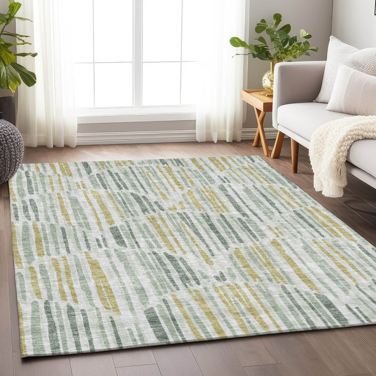 Premium Sage Green Rectangular Synthetic Washable Rug