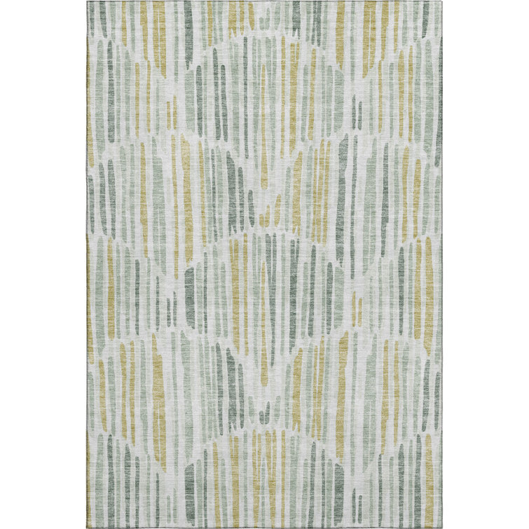 Premium Sage Green Rectangular Synthetic Washable Rug