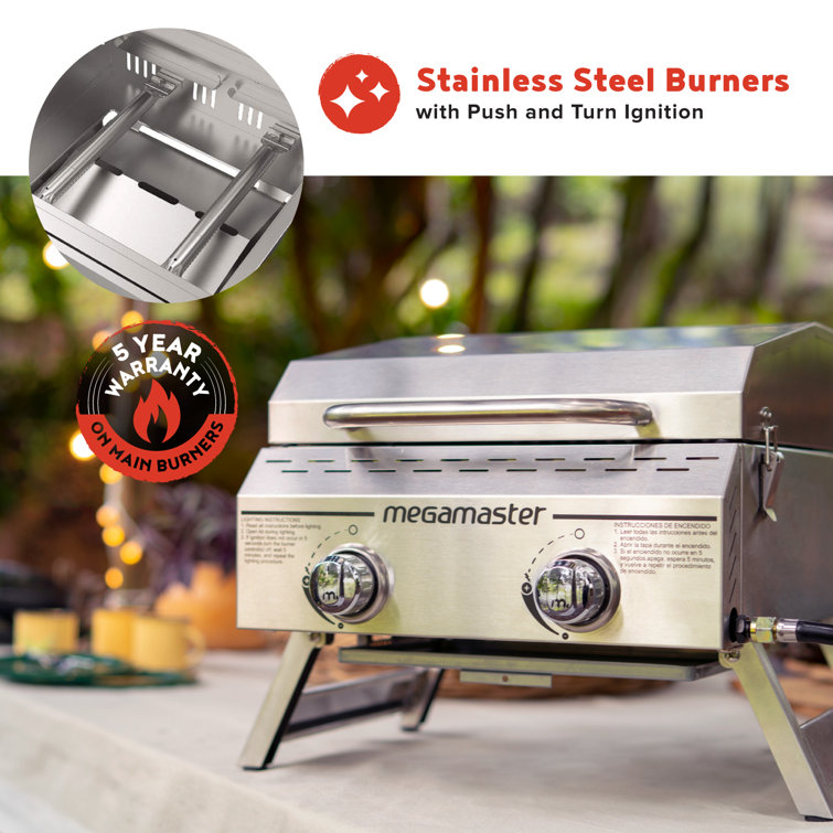 Megamaster Stainless Steel 2-Burner Portable Propane Gas Grill