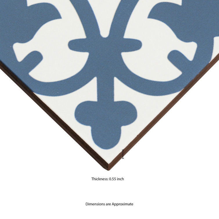 Zanzibar Blue and White Matte Porcelain Floor and Wall Tile