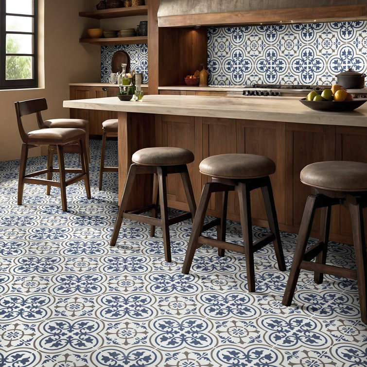 Zanzibar Blue and White Matte Porcelain Floor and Wall Tile
