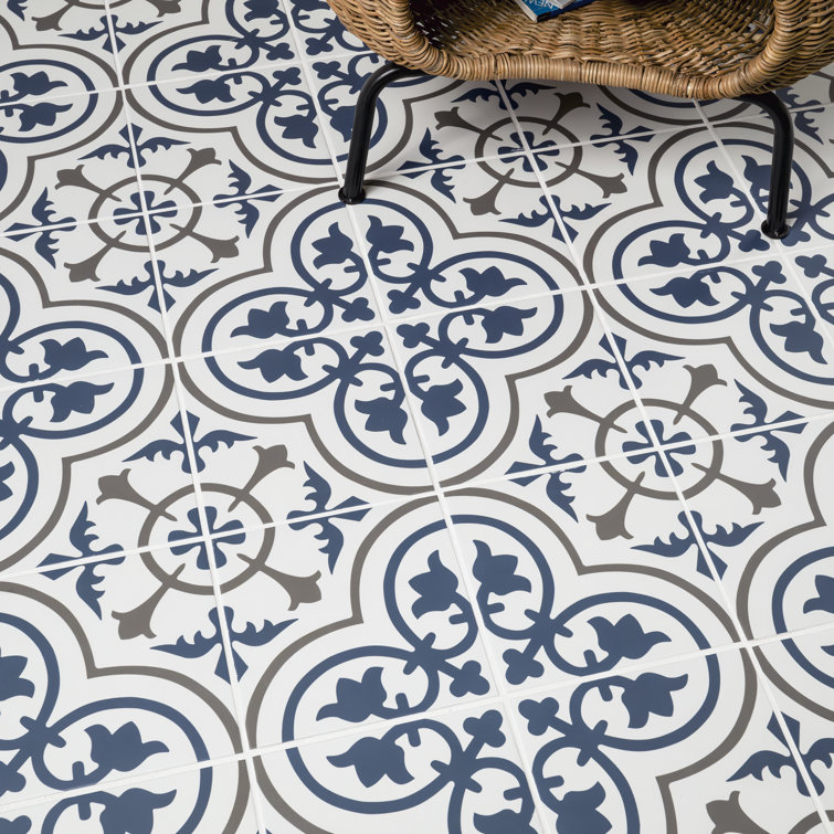 Zanzibar Blue and White Matte Porcelain Floor and Wall Tile