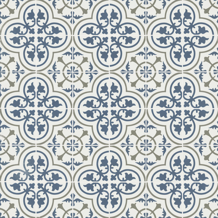 Zanzibar Blue and White Matte Porcelain Floor and Wall Tile